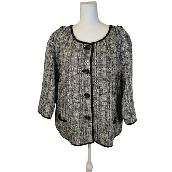 Talbots Woman Tweed Jacket Size 22W Black Preppy Formal Event Career - Picture 1 of 10